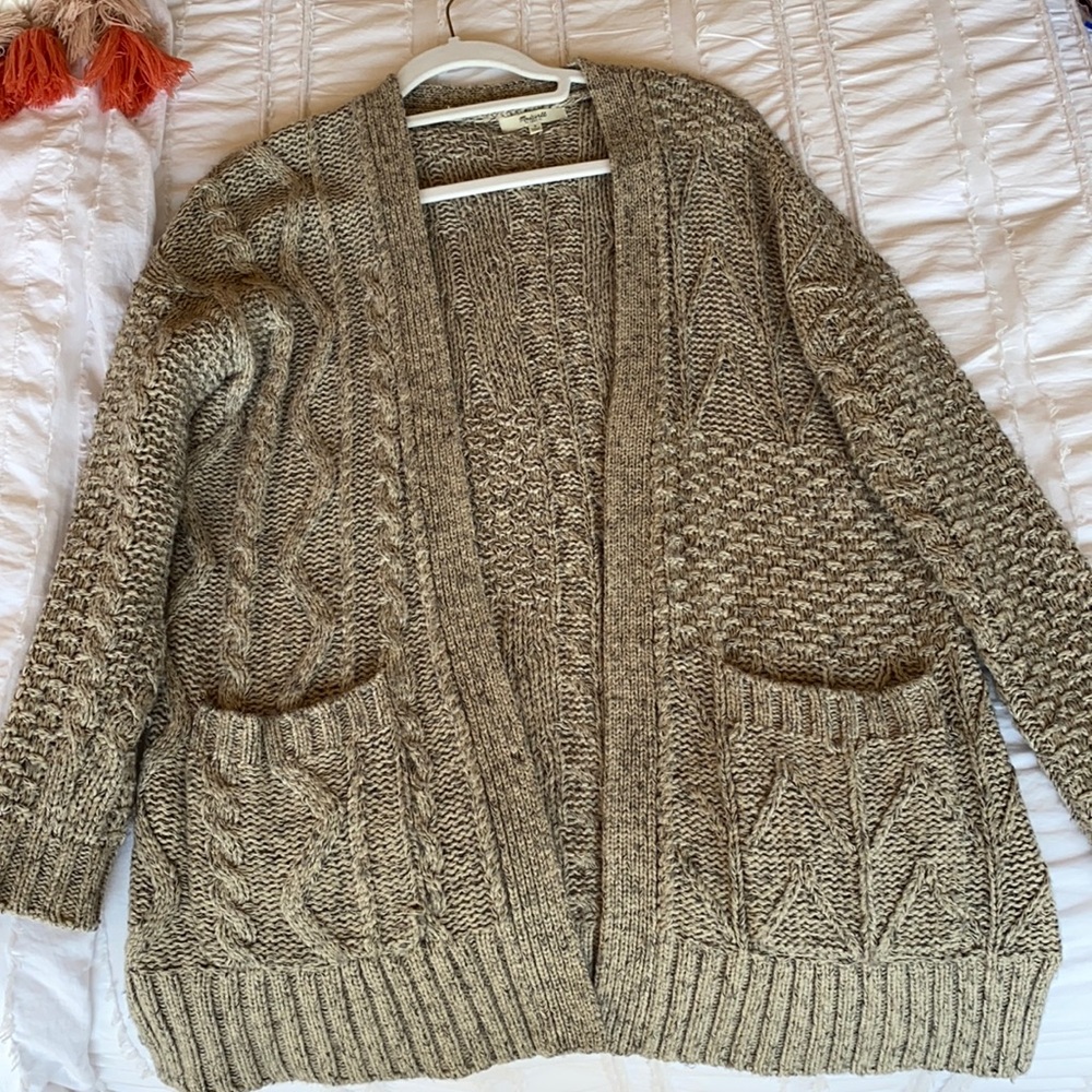 Madewell Oatmeal Knit Cardigan with Pockets